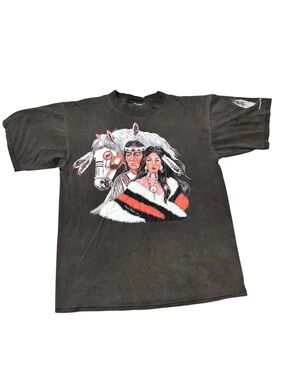 Vintage 90s Choteau Trading Post Native American Horse Indigenous Shirt